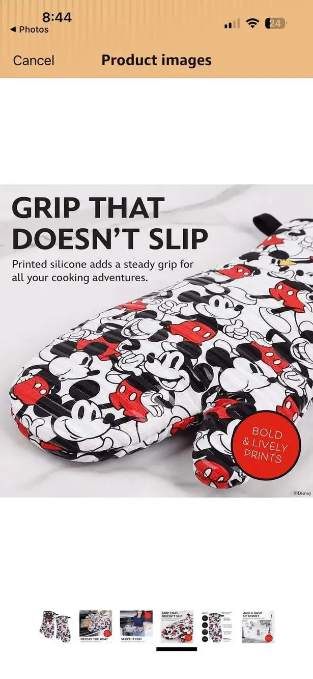 Disney Oven Mitts Heat Resistant – Set of 2 Cotton Kitchen Mitts with Silicone